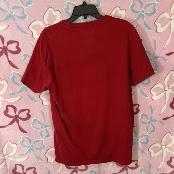 Y2k Mens Embroided Stitch Aeropostale Mailbu Graphic Red Shirt Size Large - Picture 6 of 7